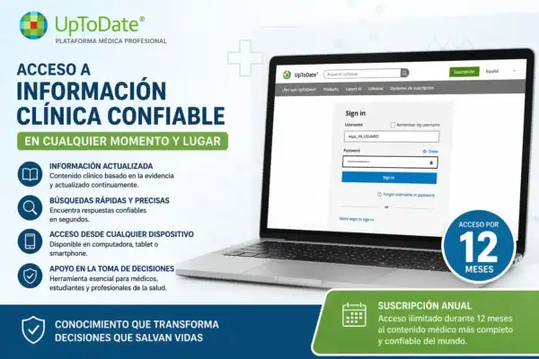 Logo de UpToDate, plataforma médica de consulta clínica
